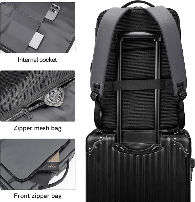 VGOAL Travel Laptop Backpack, Laptop Bookbag College Backpack Durable Water Proof with USB Charging Port for Men Women (FG6317-G)