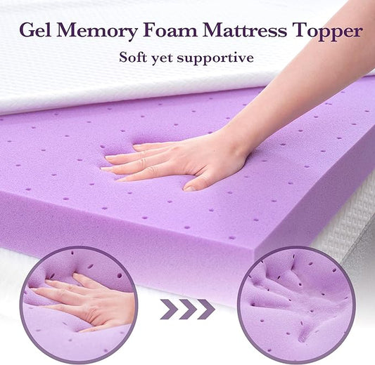 SINWEEK 3 Inch Gel Memory Foam Mattress Topper with Cooling Cover Ventilated Soft Mattress Pad, Bed Topper, CertiPUR-US Certified, Twin XL Size,