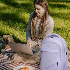 MATEIN Large 17 Inch Laptop Backpack for Women, Lightweight Travel Backpack Fits College School Essentials, Anti Theft Work Commute Nursing Computer Bag TSA Approved for Weekender Trip, Light Purple