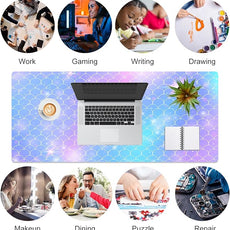 QIYI Large Desk Pad, Colorful Mouse Pad Desktop Decor, Waterproof PU Leather Desk Cover Protector, Desk Accessories for Office Home Work Writing Gaming 31.5