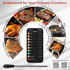 LNN Smart Bluetooth Wireless Meat Thermometer with Probe | Long Range Digital Thermometer for BBQ, Grill, Oven & Smoker | Waterproof, Real-Time Monitoring | for Steak, Chicken, Turkey, Kitchen