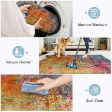 Lahome Modern Abstract Washable 5x7 Area Rugs for Living Room, Colorful Soft Bedroom Rug Low Pile Non Slip,Stain Resistance Dining Room Carpet for Nursery Office Entrance Home Office Decor