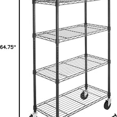 Amazon Basics 5-Shelf Adjustable, Heavy Duty Storage Shelving Unit on 4'' Wheel Casters, Metal Organizer Wire Rack, 30
