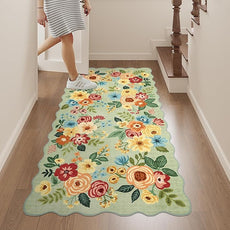 DUKINO 2x4 Washable Runner Rugs, Non Slip Floral Print Entryway Rug with Soft Low Pile, Lightweight Mat for Living Room, Bathroom, Bedroom, Kitchen, Green
