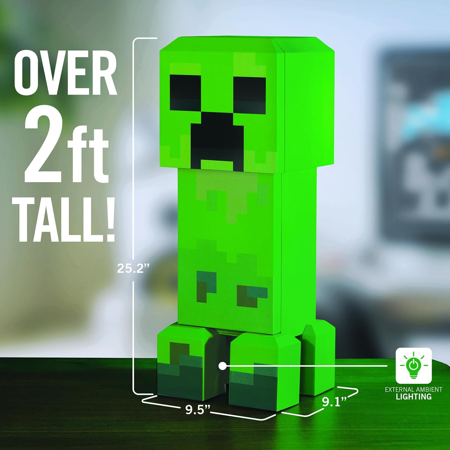 Ukonic Minecraft Legends Creeper Mini Fridge 8L – Holds 12 Cans, LED Lights, AC/DC Thermoelectric Cooler, Removable Shelves, Compact for Dorm, Office, Gaming Dormly
