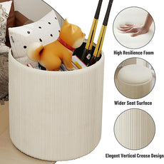 Twira Round Ottoman with Storage Set of 2, Velvet Nesting Ottoman for Living Room,Bedroom,Dorm,RV, Flip-up Lid Coffee Table, Upholstered Makeup Vanity Stool,Multifunctional Foot Rest 330lbs Load Beige