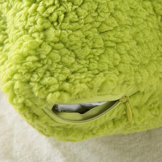 Reafort Ultra Soft Sherpa Euro Sham Pillow Case 26"x26" Replacement with Zipper Closure (Lime, 26"x26" Euro Sham)