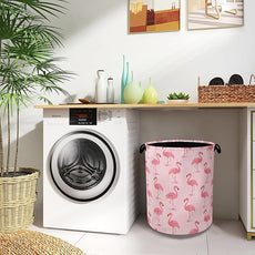 Pink Flamingo Laundry Hamper,Tropical Dirty Clothes Laundry Basket with Handles Waterproof Oxford Cloth Storage Basket for College Dorms Bathroom Bedroom 16