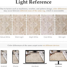 10x14 Beige Area Rug Vintage Living Room Bedroom Washable Carpet Non-Slip Soft Low Pile Distressed Indoor Large Throw Rug for Dining Room Office