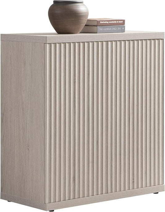 SICOTAS Buffet Cabinet with Storage Accent Sideboard Modern Credenza with Doors & Shelves Fluted Media Console Mid Century Coffee Bar Table for Living Room Kitchen Dining Room Hallway