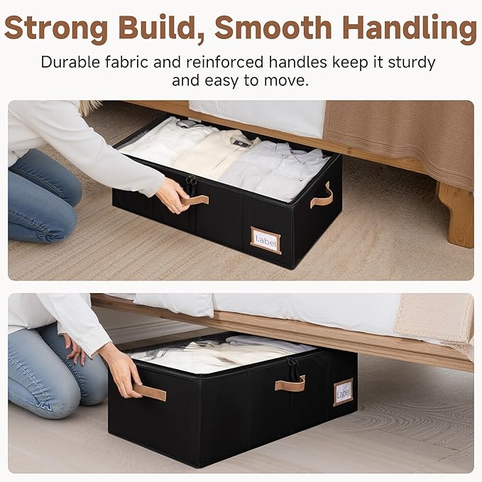 StorageWorks Under Bed Storage Bins, 10'' Underbed Storage Containers with Lid, 77L Clothes Organizer for Bedding, Blankets, Sweaters, Shoes, 2-Pack