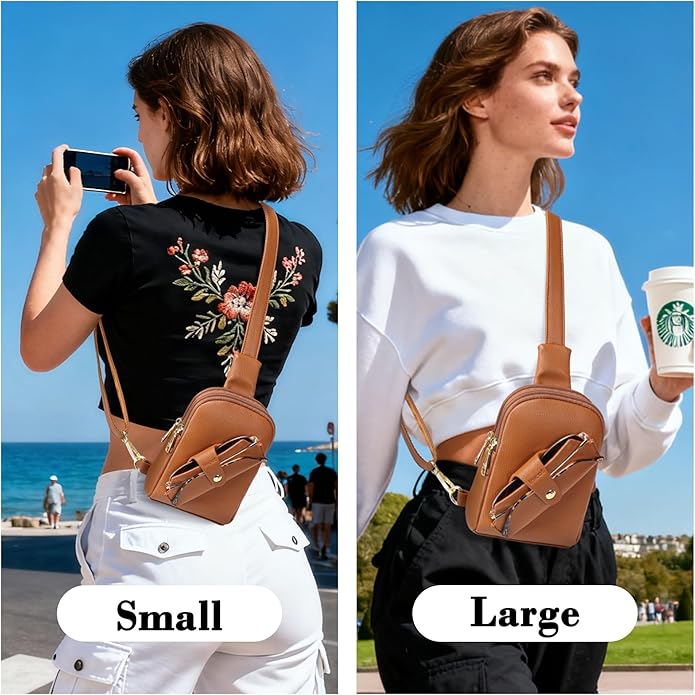 INICAT Travel Small Crossbody Sling Bags Women Cross Body Purses Passport Holder Vegan Leather Fanny Packs Birthday Gifts