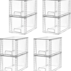 Vtopmart 8 Pack Large Stackable Storage Drawers,Clear Acrylic Drawer Organizers with Handles, Easily Assemble for Fridge, Bathroom,Kitchen Undersink,Cabinet,Pantry Organization and Storage