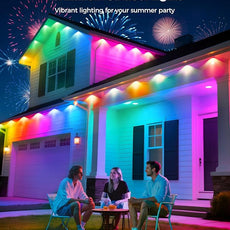 POOFZY Permanent Outdoor Lights for House,200ft RGB+IC Smart Outdoor Decor, 50 Scene Modes,App/Remote Control,IP67 Waterproof,for Christmas,Halloween,Daily & Holiday Party Decor,House Roof Lighting