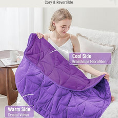 Weighted Lap Blanket 7 lbs for Adults, Luxury Soft Small Weighted Blanket, Compact Portable Weighted Lap Pad for Relaxation, Sleeping, Travel, All-Season Use, Deep Purple, 40