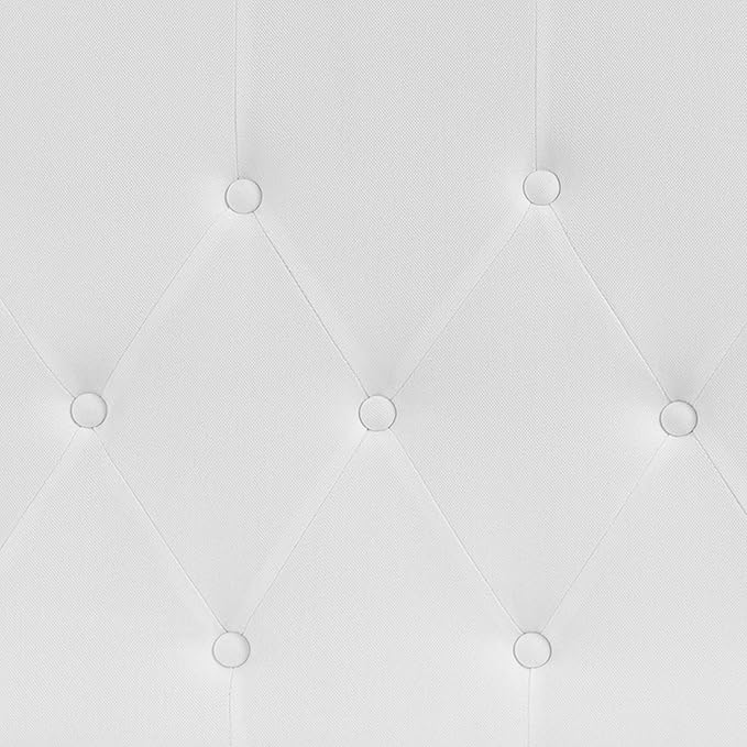 EMMA + OLIVER Tufted Upholstered King Size Headboard in White Fabric