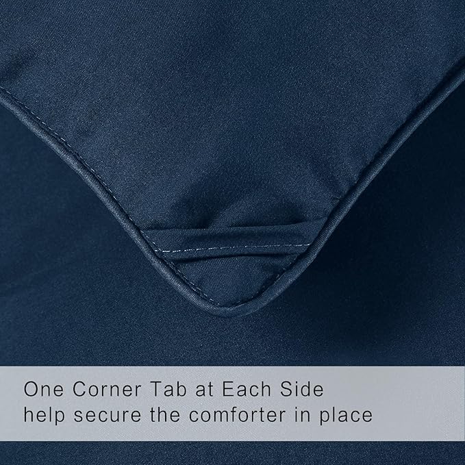 COHOME Quilted Oversized Queen Size Comforter - All-Season Down Alternative Duvet Insert - Luxury Hotel Winter Warm Navy Blue Comforter with Anti-Clump Tech & 8 Tabs - Reversible （98"x98"）