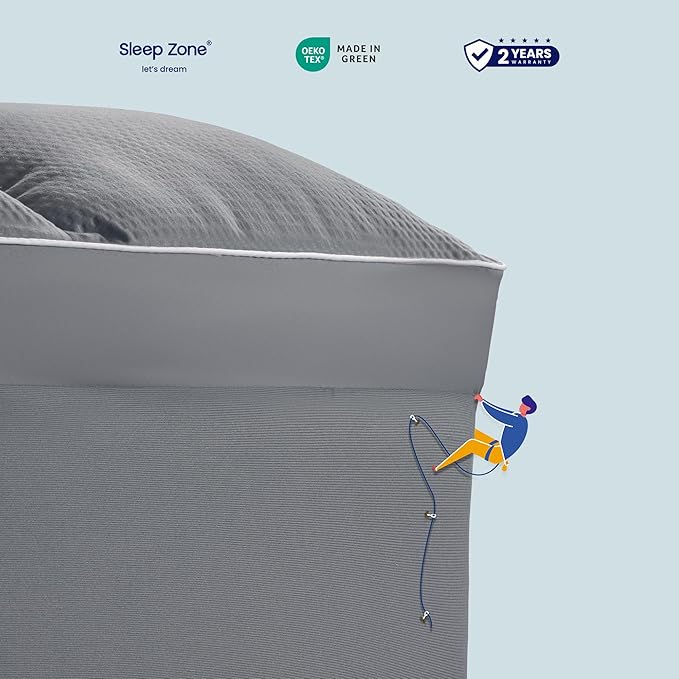 SLEEP ZONE Mattress Topper, Extra Thick Fitted Mattress Pad for Back Pain, Plush and Support Mattress Cover, Deep Pockets Mattress Protector, Hotel Quality (Grey, California King)