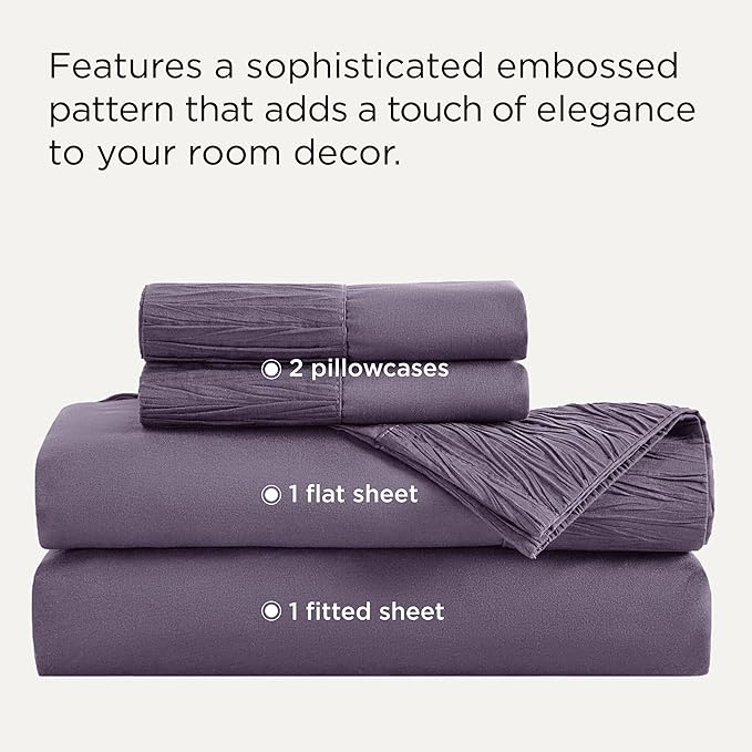 Bedsure California King Sheet Sets - 4 Pieces Soft Cal King Sheets - Breathable & Cooling - Hotel Luxury - Easy Care Polyester Microfiber Bedding for Women, Men, Dusty Purple