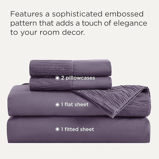 Bedsure California King Sheet Sets - 4 Pieces Soft Cal King Sheets - Breathable & Cooling - Hotel Luxury - Easy Care Polyester Microfiber Bedding for Women, Men, Dusty Purple