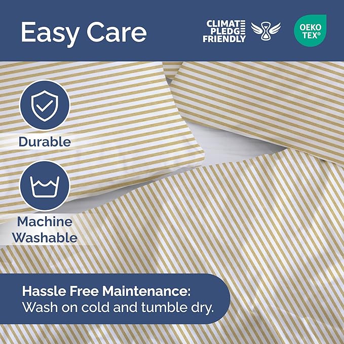 Duvet Cover Full Size Set - Extra Soft Full Size Duvet Cover 80 x 90 with 2 Pillow Shams - Hotel Luxury Easy Care and Fade Free w/Zipper Closures & Ties - Comfy Breathable Bedding Set (Beige Stripes)