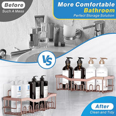 EUDELE 5-Pack Rustproof Stainless Steel Shower Caddy – No Drill Adhesive Bathroom Organizer with Large Capacity, Spacious Shower Shelves for Inside Shower, Kitchen & Home Decor Storage-XL Size