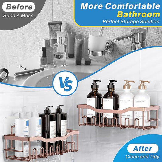 EUDELE Shower Caddy 2 Pack,Adhesive Shower Organizer for Home Decor&Kitchen Organizers,No Drilling,Rustproof Stainless Steel Bathroom Shelf Organizer