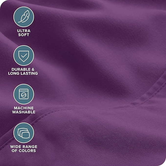 Bare Home Hotel Luxury King Sheet Set, Extra Soft - 6 Piece Set - Deep Pockets - Easy Fit - Cooling & Breathable - Wrinkle, Fade, Stain Resistant - Includes 4 Pillowcases (King, Plum)