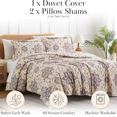 Southshore Fine Living, Inc. Persian Print Queen Size Duvet Cover Set, – Easy Care Full/Queen Bedding – Includes 1 Duvet Cover and 2 Pillow Shams, Machine Washable, Persia Purple