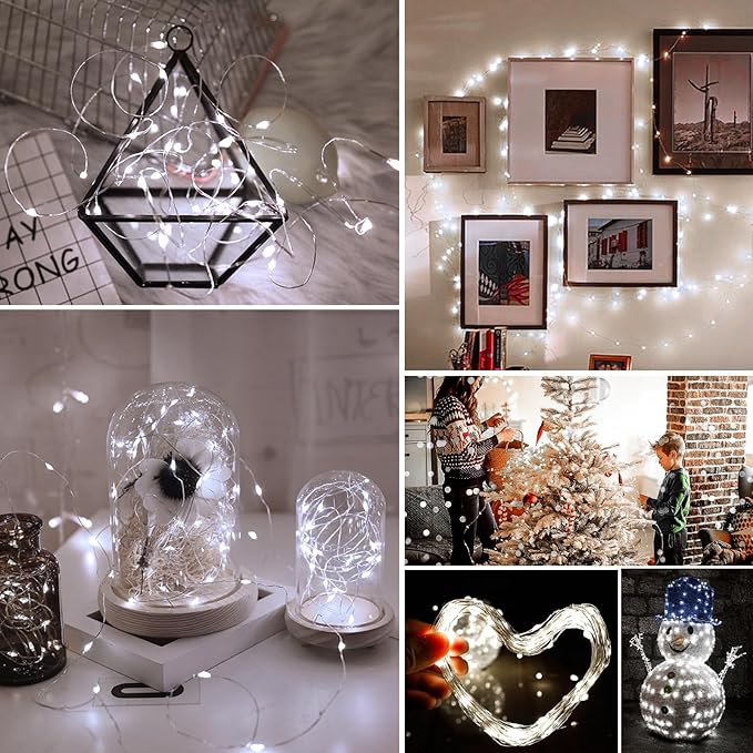 ZGWJ Fairy Lights Battery Operated, 8 Pack White Mini String Lights 20 LED 7FT Waterproof for Bedroom Decor, Easter, Halloween, Christmas, Party Indoor and Outdoor Decoration