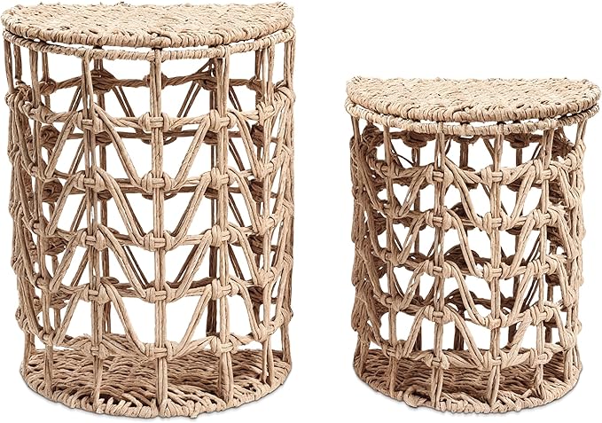 Jerry & Maggie Wicker Storage Basket & Laundry Hamper with Lid, Large Wicker Laundry Basket for Toy Storage & Blanket Organization, Laundry Room Organization Essentials, Woven Basket 2 Pack (2 Sets)