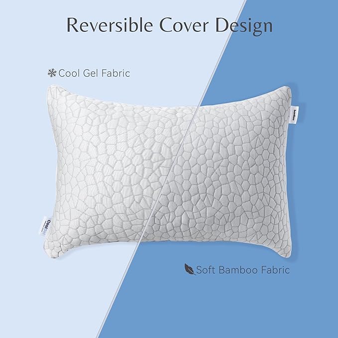 Cool Gel Cooling Pillow for Hot Sleepers - King Size Shredded Memory Foam Pillows for Sleeping - Adjustable Neck & Shoulder Support, Reversible Cover, Hypoallergenic & Breathable