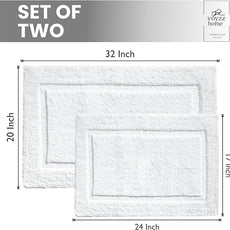 voyzz home Set of 2, Cotton Bathroom Bath Mat Rug White, 20