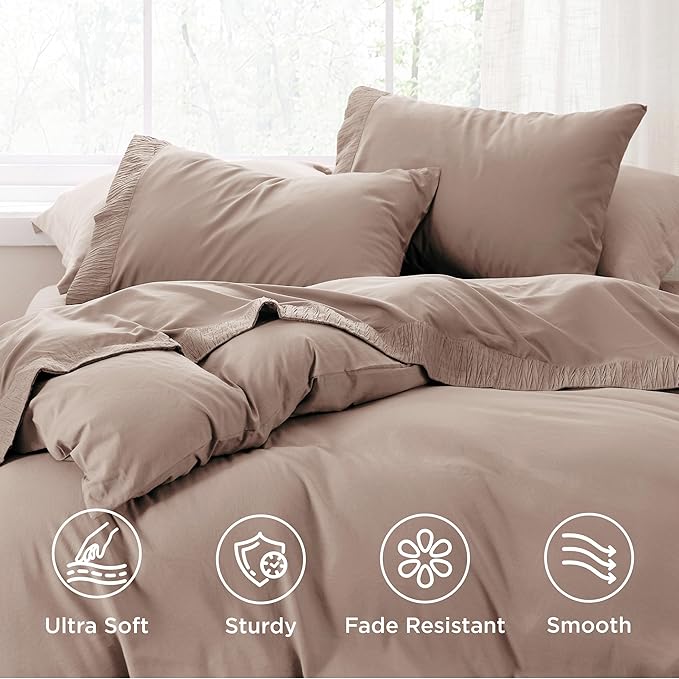Bedsure Twin Sheets Set - 3 Pieces Soft Twin Bed Sheets - Breathable & Cooling - Hotel Luxury - Easy Care Polyester Microfiber Bedding for Women, Men, Khaki