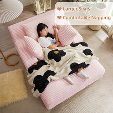 Oversized Chaise Lounge Chair Indoor Corduroy Sofa Bed with Throw Pillows Recliner Chair Comfy Large Deep Seat Sofa Couch for Living Room, Bedroom, Apartment (Pink)