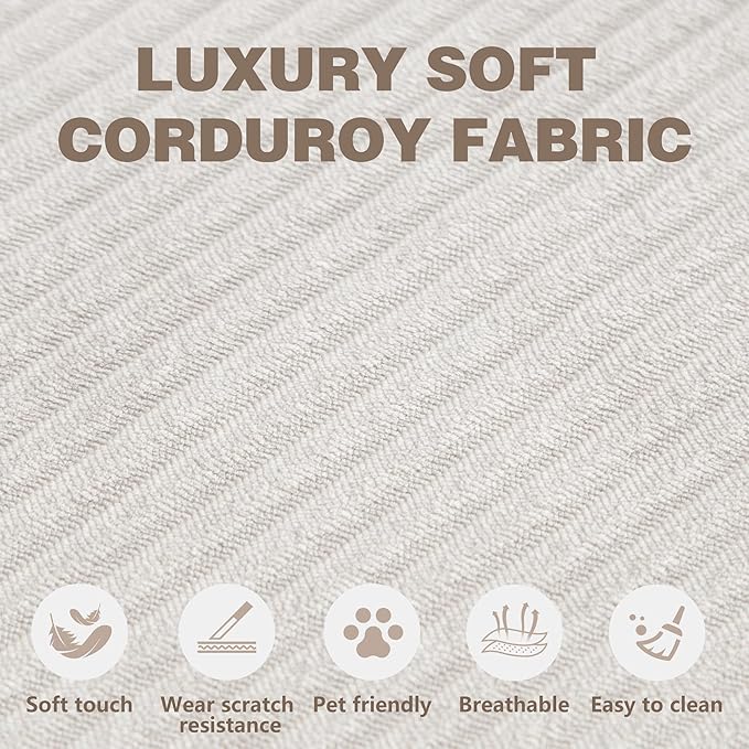 78.8" Convertible Sofa Bed -Compression Sofa with Corduroy Fabric - with Armrests and Backrest - Modular Sectional for Living Room, Bedroom, Studio - Compression Sofa in Box (Beige)