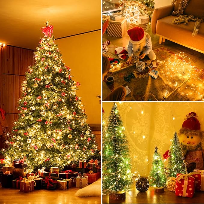 Mlambert 3 Pack 33FT Fairy Lights Battery Operated with Remote and Timer, Waterproof Dimmable 8 Modes 100 LEDs Twinkle Lights for Indoor Outdoor Decor