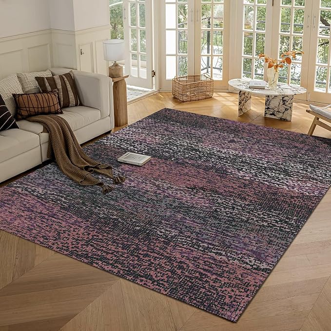 RUGSURE Washable Area Rug - 1/6 Thick - Stain & Water Resistant Non-Slip - Resistant Rug for Living Room, Bedroom, Nursery, Pet & Child Friendly, Vintage Charm Area Rugs (Burgundy, 8' x 10')