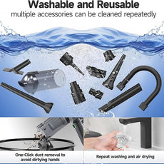 Car Vacuum Portable Cordless, Small Handheld Vacuum Cleaner with 24000PA High Power Suction, Mini Vacuum Cordless Rechargeable with One-Touch Empty, 10-in-1 Hand Vac for Car Home Office Dust