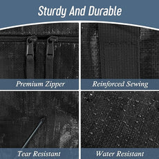 12 Pack Extra Heavy Duty Large Moving Bags with Strong Zipper & Comfortable Handles, Sturdy & Durable Clothes Storage Bags Totes Bins, Packing Moving Boxes for College Supplies, Black