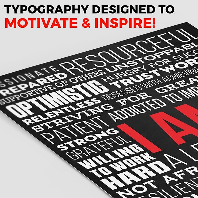 Office Wall Art Motivational Poster - 12 x 16 Inches Inspirational Wall Decor Print for Bedroom, Gym, Men, Boys, Teens (Unframed Cardstock)
