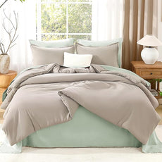 Litanika Comforter Set, Lightweight Solid Bedding Comforter Set, Fluffy Down Alternative Bed Set, Dark Oatmeal, Queen