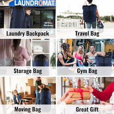 Laundry Bag Backpack, 125L Extra Large Travel Laundry Bags with Shoulder Straps, Adjustable & Extendable Design, Laundry Hamper Bag with 3 Pockets for Laundromat, College, Travel, Camping