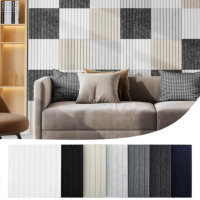 Cork Board Tiles for Wall with Push Pins, 36" x 24" Slat Bulletin Board Sets, Self-Adhesive Pin Board | Magrowill 6 Packs Felt Panels for Office Home Classroom Dorm Interior Wall Decor, Deep Gray