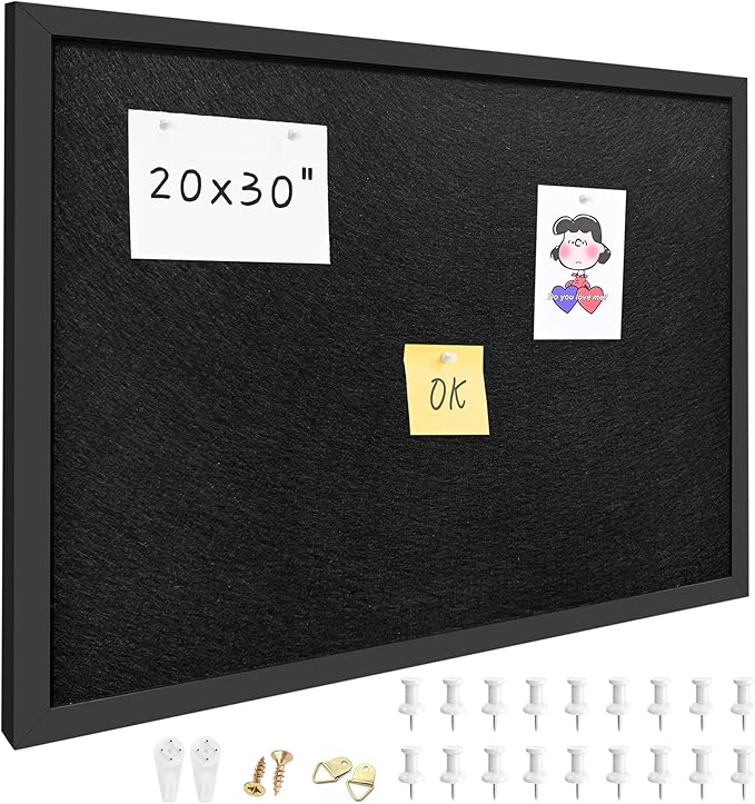 20x30 Inch Cork Board for Wall Hanging with Linen, Bulletin Board with Push Pins, Mounted Memo Message Board for Home Office Decor, Dorm Room Essentials, Classroom Organization