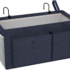 Bedside Caddy Bedside Organizer with Fixed Straps & Water Bottle Holder, Bunk Bed Caddy ideal for Home, Dorm, Hospital, Crib, Versatile Bedside Storage Solution (Navy)