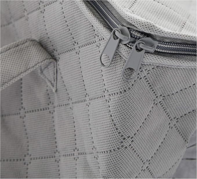 Amazon Basics Foldable Large Zipper Storage Bag Organizer Cubes with Clear Window & Handles, 3-Pack, Gray