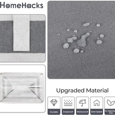 HomeHacks 2 Pack Large Laundry Baskets, Waterproof, Freestanding Laundry Hampers, Collapsible Clothes Hamper with Reinforced Handles in Laundry Room, College Dorm, Bathroom, Bedroom (Grey, 75Lx2)