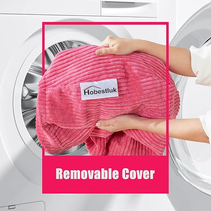 Hobestluk 3.5FT Bean Bag Chair Adult Bean Bag Chair Large Bean Bag Chair with Filler Included Teardrop Bean Bag with Removable Cover for Bedroom Living Room - (Large, Pink)