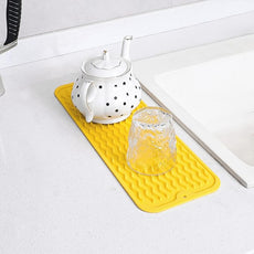 Silicone Dish Drying Mat for Multiple Usage,Easy clean,Eco-friendly,Heat-resistant Silicone Mat for Kitchen Counter,Sink,Bar,Bottle,or Cup Yellow M 17 inches x 6 inches